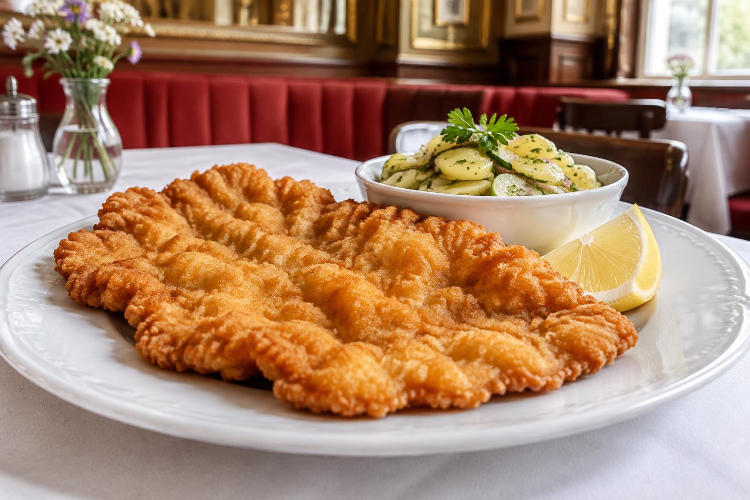 Wiener Schnitzel mit Zitrone und Erdäpfel-Gurkensalat